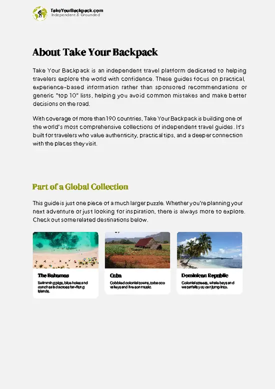 example page 1 from our offline Travel Guide for Turks and Caicos Islands